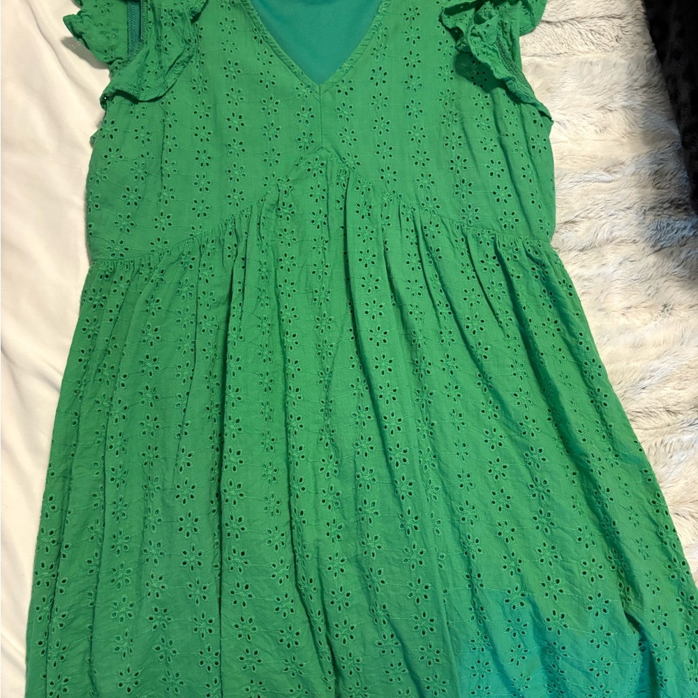 Women’s Green Eyelet mini dress